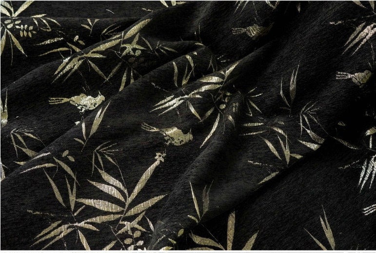 Tissu jacquard bambou doré métallisé : 147 cm de large (ameublement et décoration)