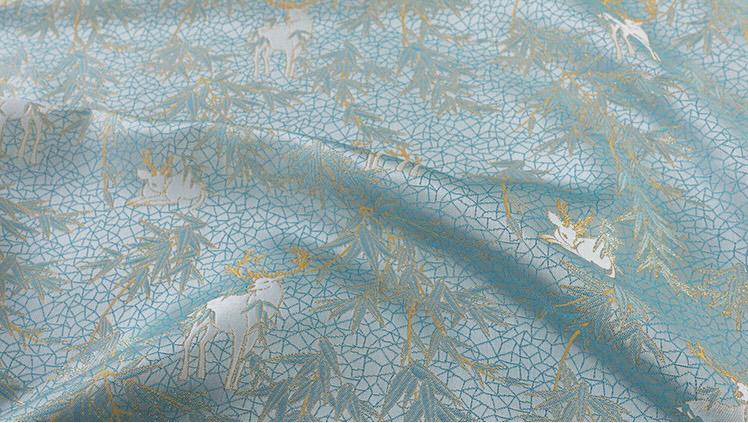 Mongolian Bada Fabric: Tibetan Caisson Pattern, 55"W Polyester