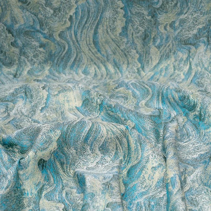 Ocean Waves Silk Rayon Brocade Fabric: 59" Wide Sewing Material