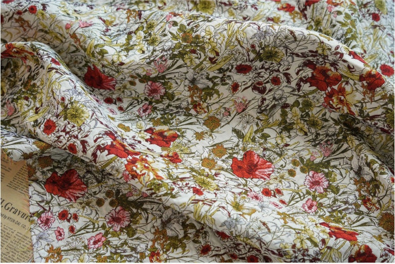 Tissu jacquard floral japonais : tissu d’ameublement tissé en relief, pour costumes et décoration (150 cm de large)