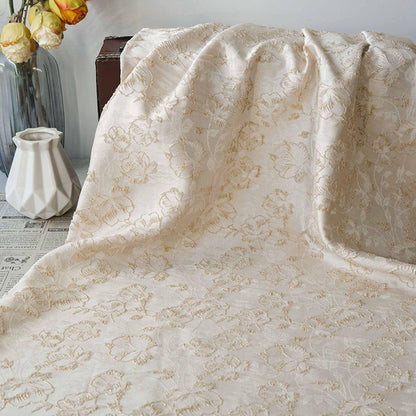 Tissu jacquard à motif floral en relief et fil doré - Brocart texturé de luxe pour ameublement, robes, patchwork, décoration intérieure - Large