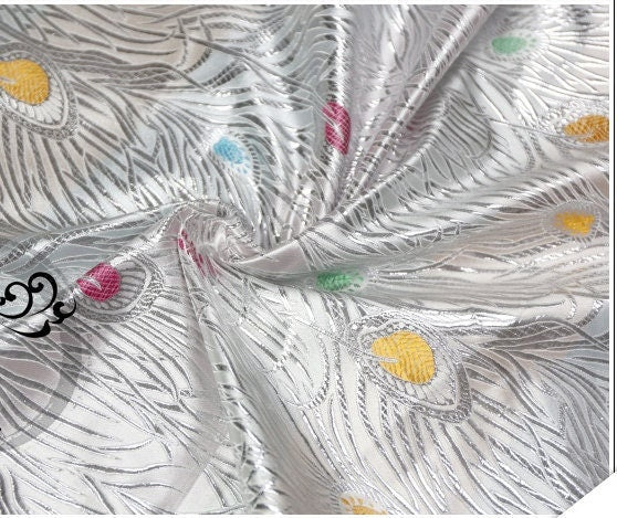 Peacock Tail Brocade Fabric: Silk Rayon Jacquard (29.5"W)