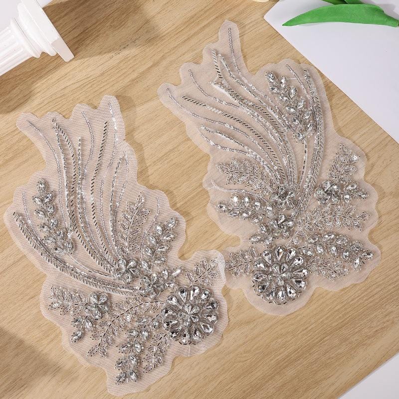 Embroidered Lace Trim with Sequins and Beading - Bridal Wedding Dress Accessory
