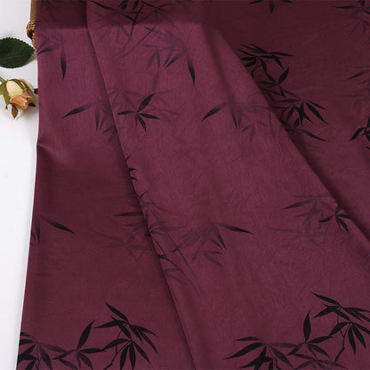 Oriental-Inspired Bamboo Leaf Brocade Fabric with Shimmering Silk-Like Texture, 59"Wide