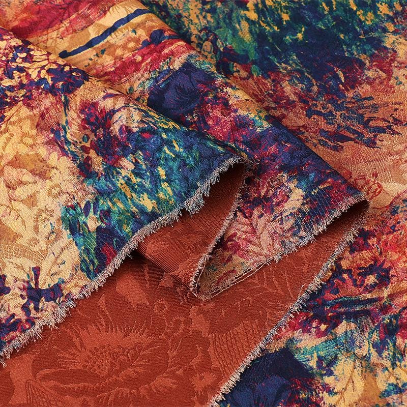 Floral Tea Silk Satin Fabric: Colorful Roses, 59" Wide