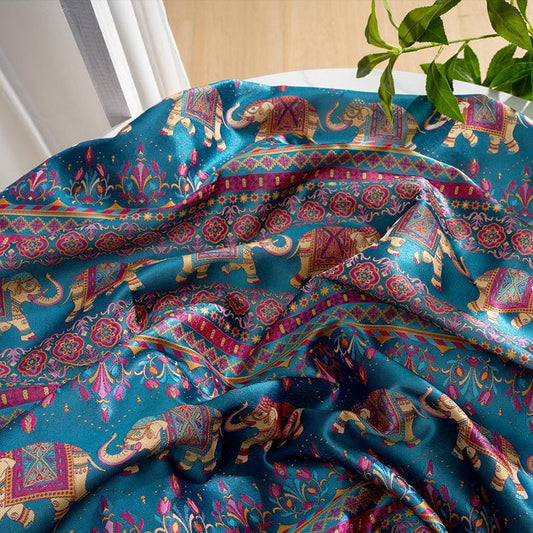 High-End Shu Brocade Fabric with Taiping Elephant Jacquard and Shu Embroidery, 59" Wide