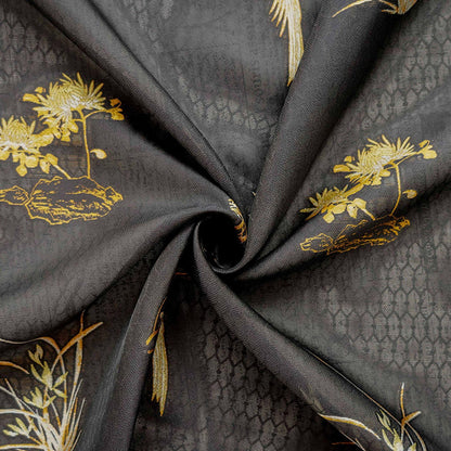 Bird & Bamboo Jacquard Fabric: Japanese Style Dress Fabric, 55"W