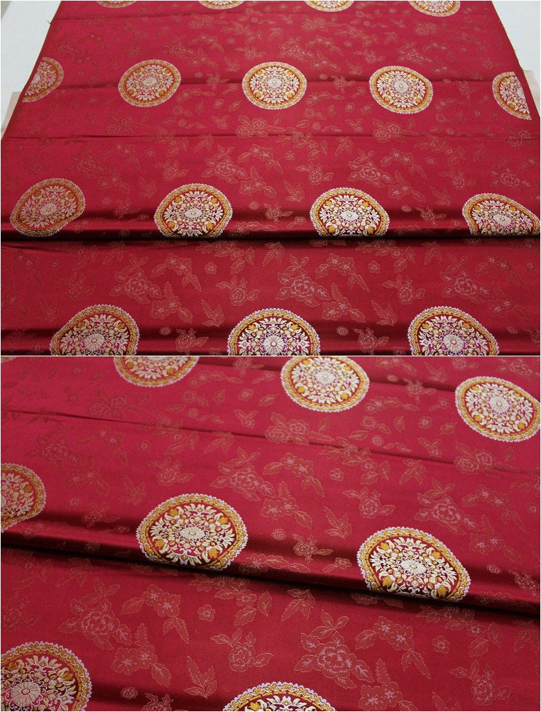 Tissu brocart de soie : style sino-mongol, bleu sarcelle et or (au mètre)