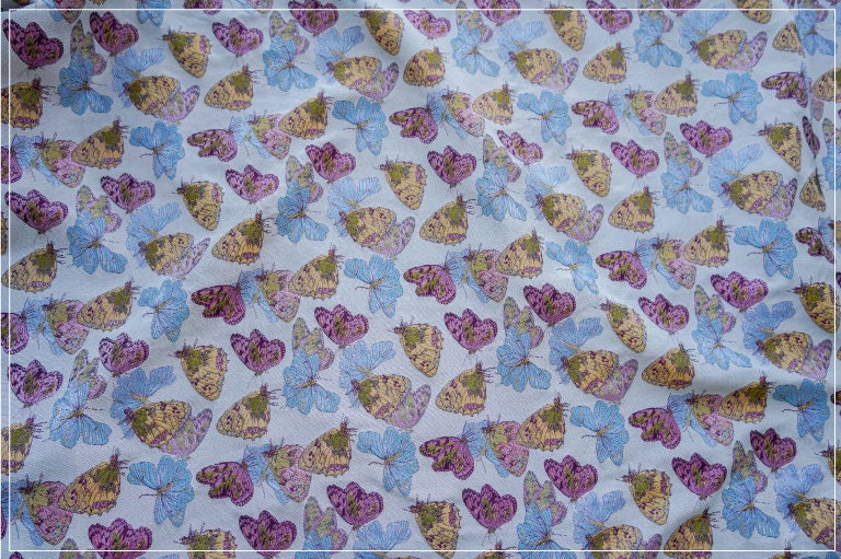 Butterfly Jacquard Woven Fabric: Embossed Upholstery, Costume, Quilting (65"W)