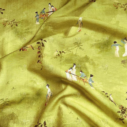 Emerald Green Tencel Jacquard Fabric: Hanfu Qipao Dress Sewing Material