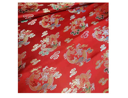 Dragon Brocade Fabric: Multicolor Chinese Rayon, 29.5" Wide