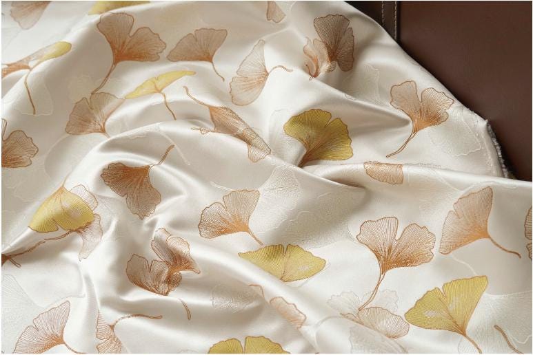 Ginkgo Leaf Jacquard Fabric: Soft Polyester Upholstery & Costume DIY