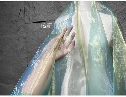 Colorful Gradient Organza Fabric: Laser Symphony Yarn (By The Meter)
