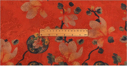 Tissu satiné rouge à imprimé floral - 150 cm de large
