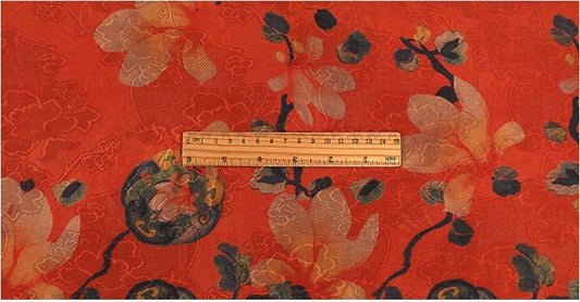 Tissu satiné rouge à imprimé floral - 150 cm de large