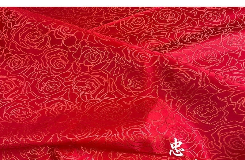 China Red Silk Brocade Damask Fabric: 59" Wide, Costume & Decor