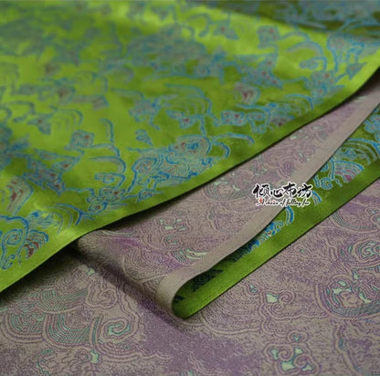 Ocean Waves Brocade Fabric: 29.5"W Silk Rayon Jacquard