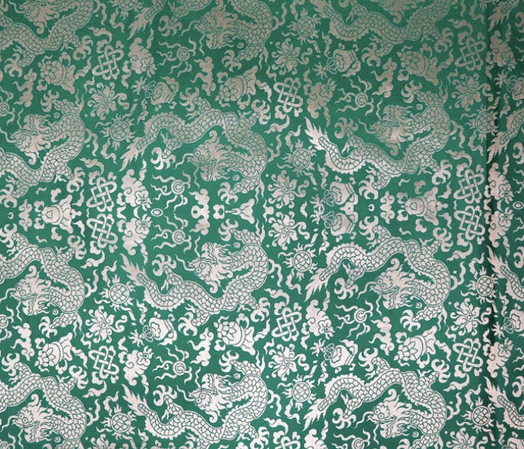 Tissu brocart de soie à motif de dragon chinois : pour costumes et ameublement, 74 cm de large