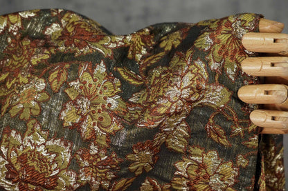 Tissu jacquard européen à motif floral en relief et fil d'or - Brocart de luxe pour ameublement, rideaux, couture, décoration intérieure - Large