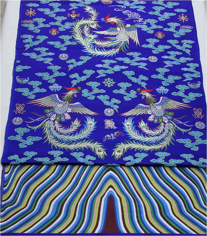 Embroidered Phoenix Brocade Fabric: Chinese Wedding Cheongsam Silk (27.5"W, 59"L/pattern)