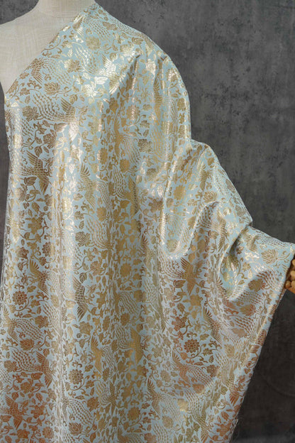 Gold Thread Jacquard Fabric: 3D Foil Flower Texture, 63" Wide - By The Meter