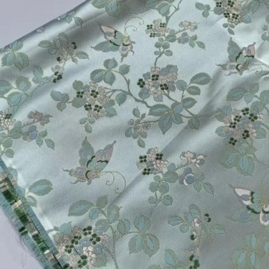 Tissu brocart de soie à motif papillon : mélange de rayonne de 140 cm de large, pour la couture et l’ameublement