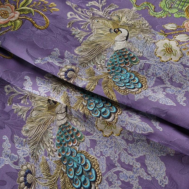 Purple Peacock Tea Silk Satin Fabric - 58"W Upholstery & Costume