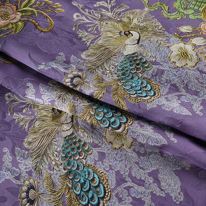 Purple Peacock Tea Silk Satin Fabric - 58"W Upholstery & Costume