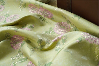 Tissu jacquard brocart à motif floral : style palais rétro, largeur 150 cm (59 po) - Vendu au mètre