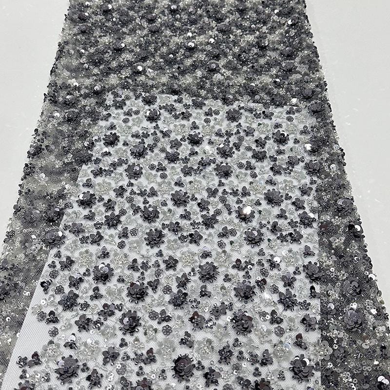 Embroidered Blossom Lace Fabric: Multi-Color Sequin Floral Appliqu��" Wide
