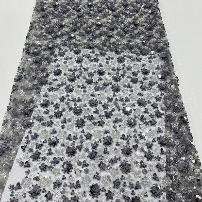 Embroidered Blossom Lace Fabric: Multi-Color Sequin Floral Appliqu��" Wide