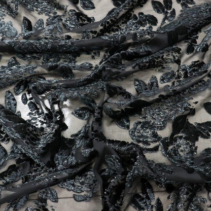 Burnout Floral Viscose Velvet Fabric: Soft Drape for Kimono, Costume