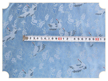 Crane Pattern Jacquard Brocade Fabric: Silk Rayon Blend