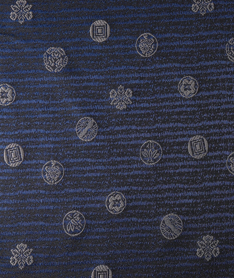 Nishijin Japanese Brocade Fabric: Navy Gold Damask, 29.5" Width