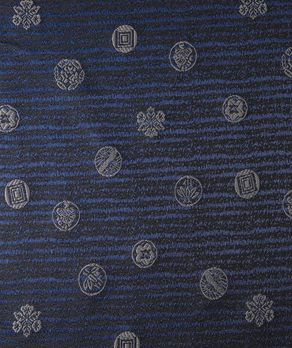 Nishijin Japanese Brocade Fabric: Navy Gold Damask, 29.5" Width
