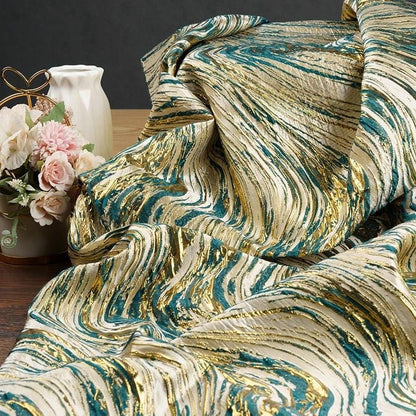 Gold Thread Jacquard Fabric: Universe Galaxy Design, 56" Wide
