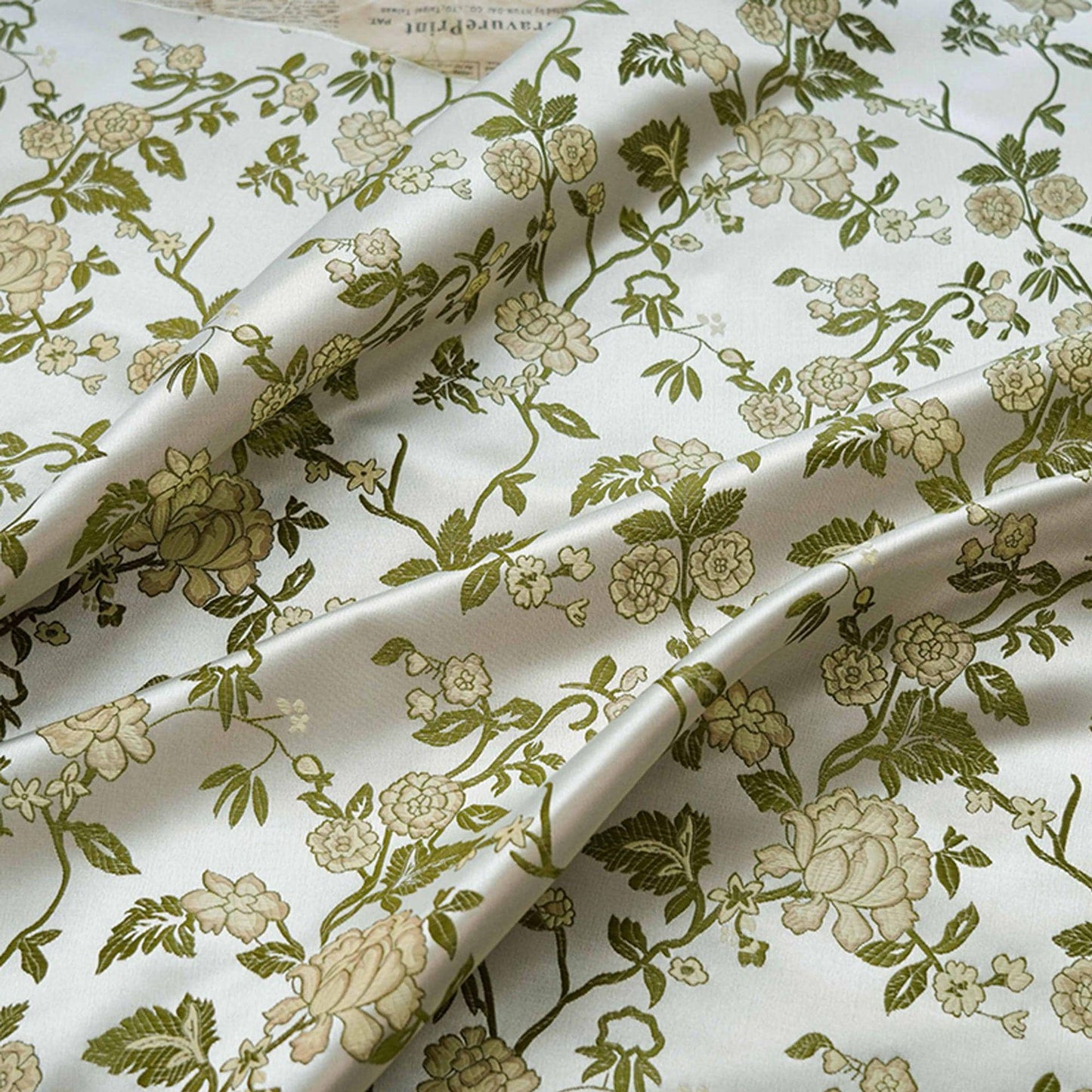 Floral Brocade Fabric: Light Green Jacquard, Cheongsam Qipao, 65" Wide