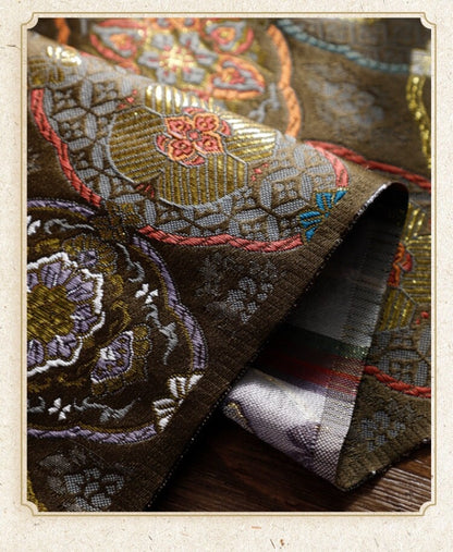 Tissu brocart Nishijin-ori : mélange de soie à fleurs de cygne japonaises (29,5 po de largeur)