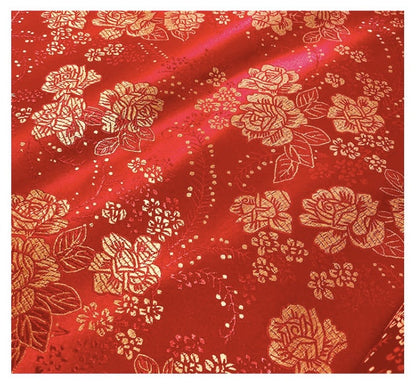Peony Flower Silk Brocade Fabric - 35" Wide Chinese Sewing Upholstery
