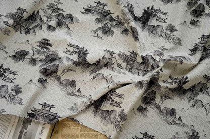 Tissu brocart jacquard à motifs floraux chinois, idéal pour la confection de vêtements et d'ameublement.