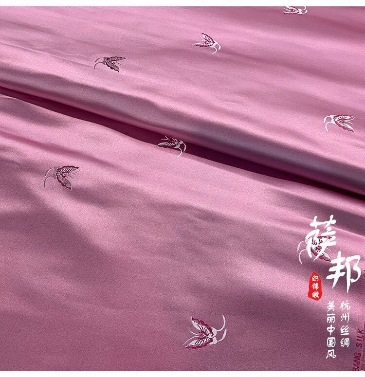 Butterfly Floral Silk Brocade Fabric: Elegant Cheongsam Qipao Sewing Material