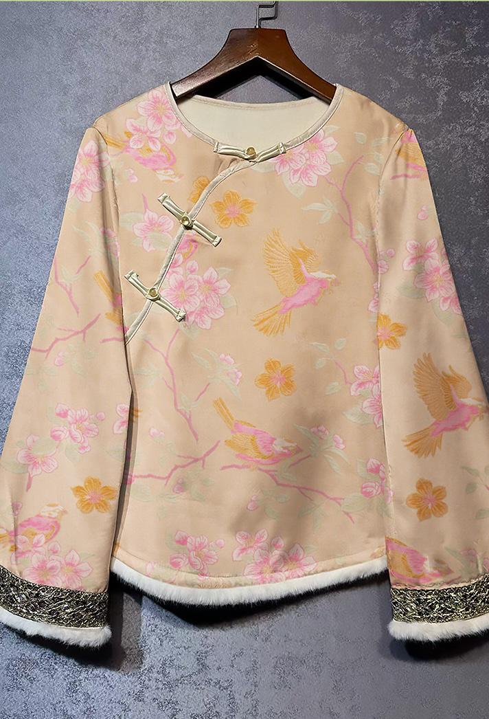Bird and Flower Silk Brocade Fabric: 59"W Rayon Blend