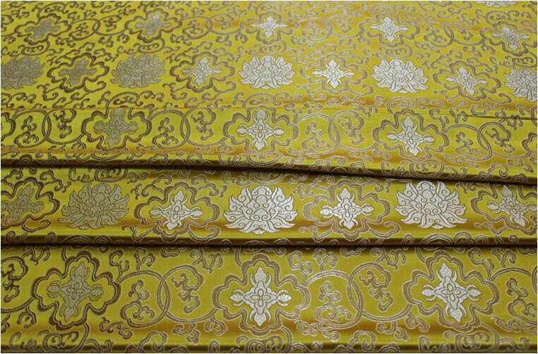 Blue Chinese Medallion Brocade Fabric: 35" Wide Rayon