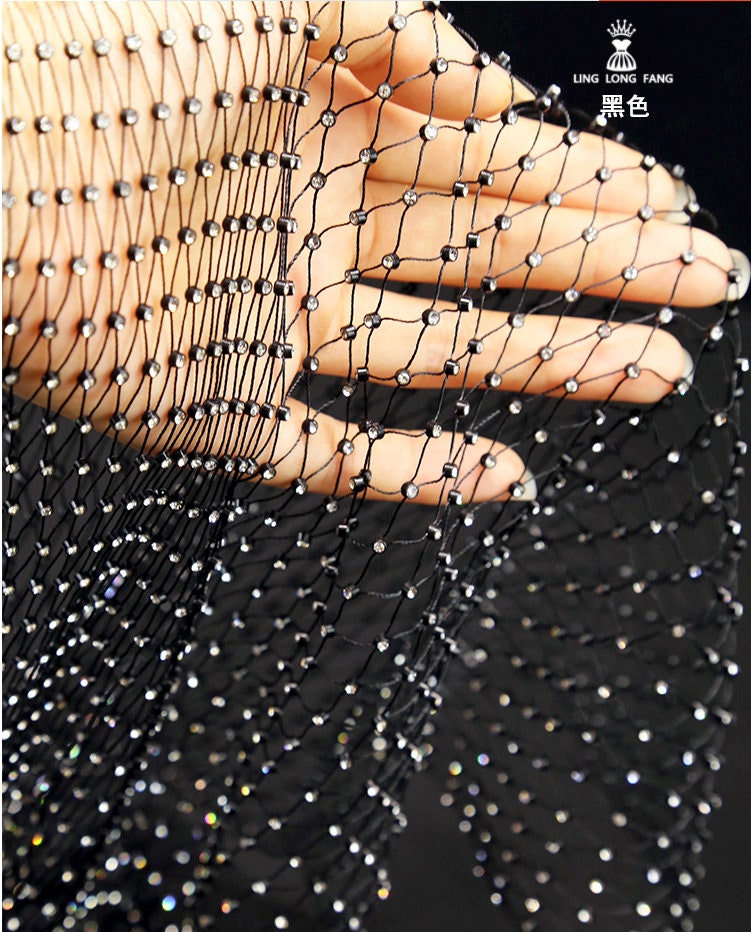 Rhinestone Mesh Fabric, Bling Galaxy Design, Sewing Fabric, 5" Wide