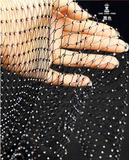 Rhinestone Mesh Fabric, Bling Galaxy Design, Sewing Fabric, 5" Wide