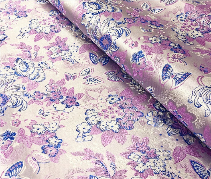 Iris Flower Silk Brocade Fabric - 35" Wide Wedding Fabric