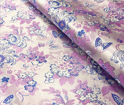 Iris Flower Silk Brocade Fabric - 35" Wide Wedding Fabric