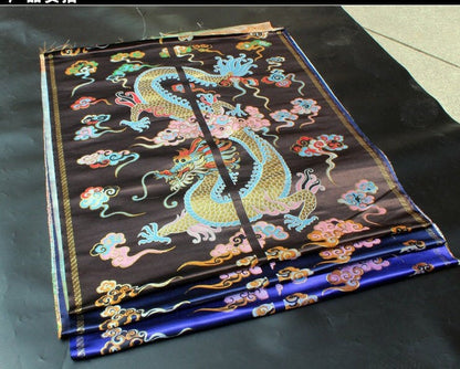 Double Dragon Brocade Fabric: Chinese Wedding Cheongsam Silk Rayon (28"W x 33.5"L)