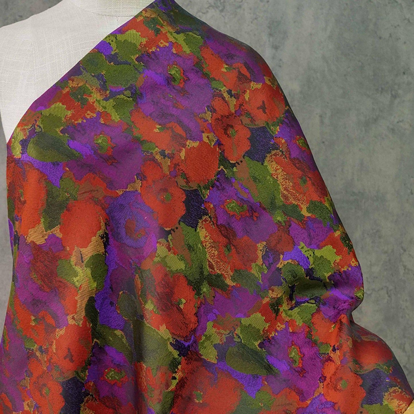 Floral Jacquard Fabric: Oil Painting Style, 59" Wide - By The Meter
