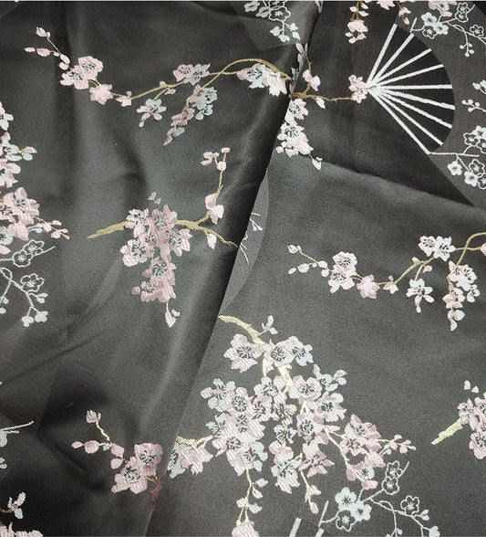 Tissu brocart à fleurs de prunier rouge : Matériel de couture pour cheongsam qipao